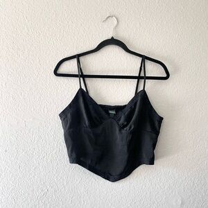 Wild Fable Black Lace Trim Cropped Spaghetti Strap Cami